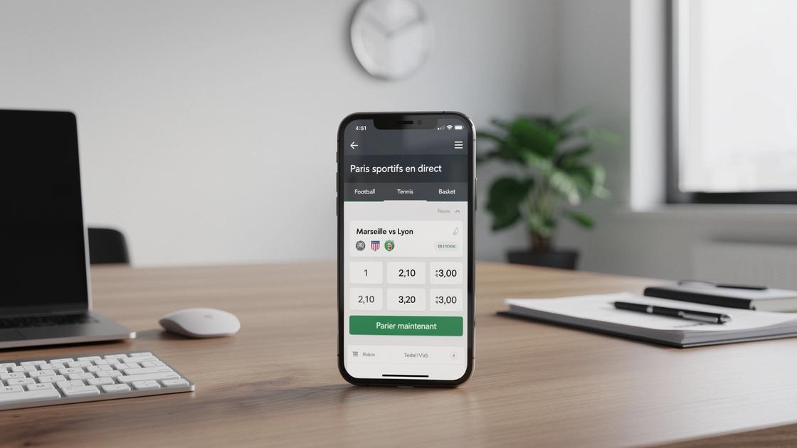 Aperçu d’une interface de paris sportifs sur mobile